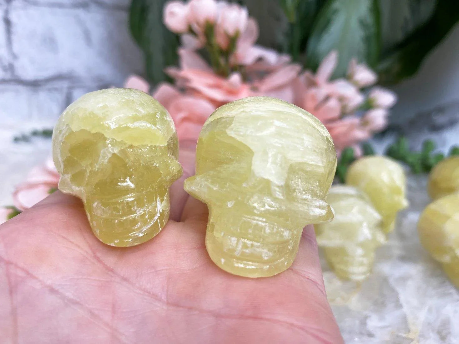 lemon pineapple calcite crystal skulls