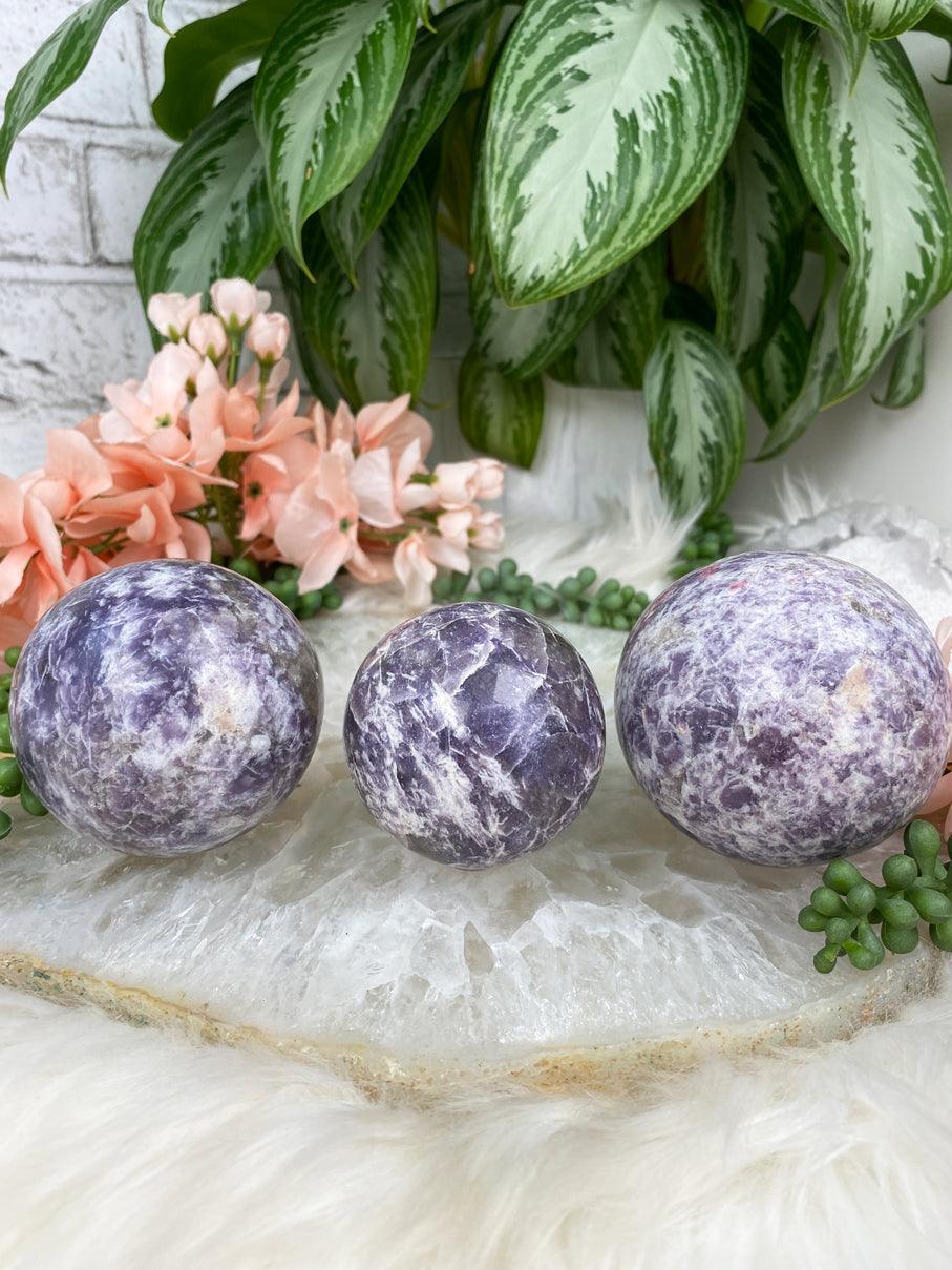 Lepidolite-Spheres-White-Albite