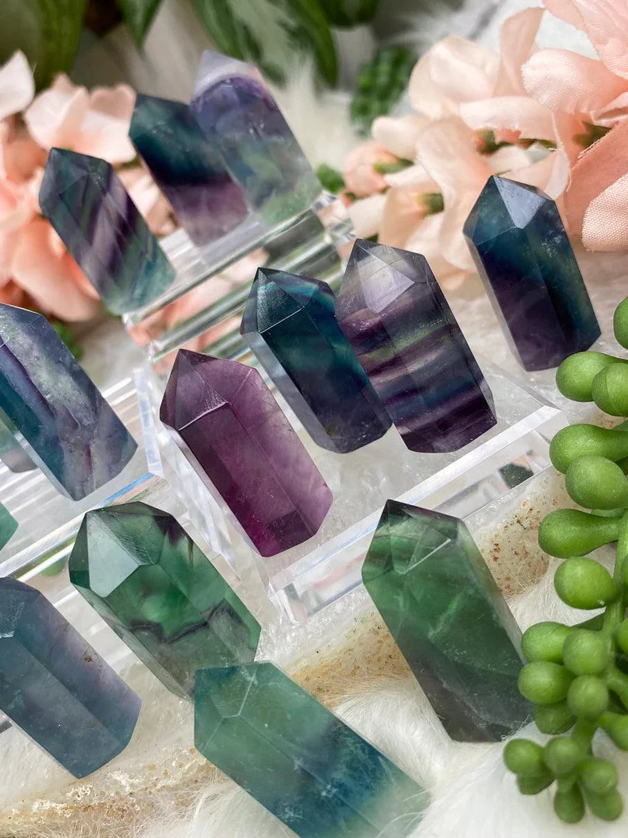 Mini-Rainbow-Fluorite-Points-for-Sale