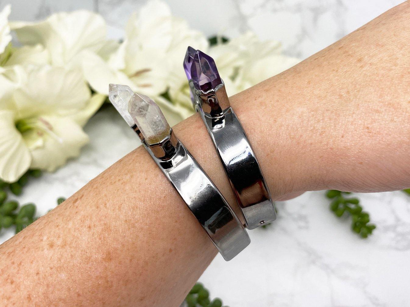 Natural-Crystal-Quartz-Amethyst-Point-Crystal-Cuff-Bracelet-Gift