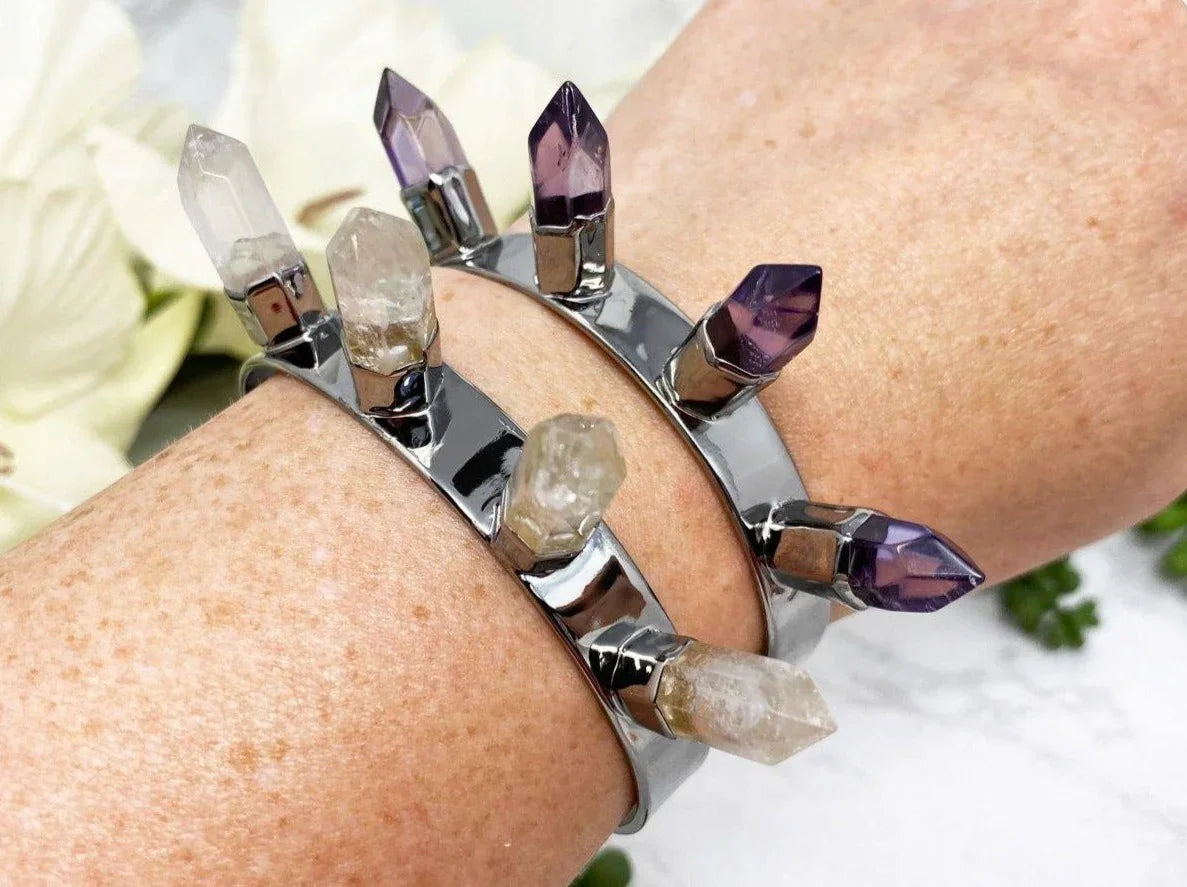 Natural-Crystal-Quartz-Amethyst-Point-Crystal-Cuff-Bracelet