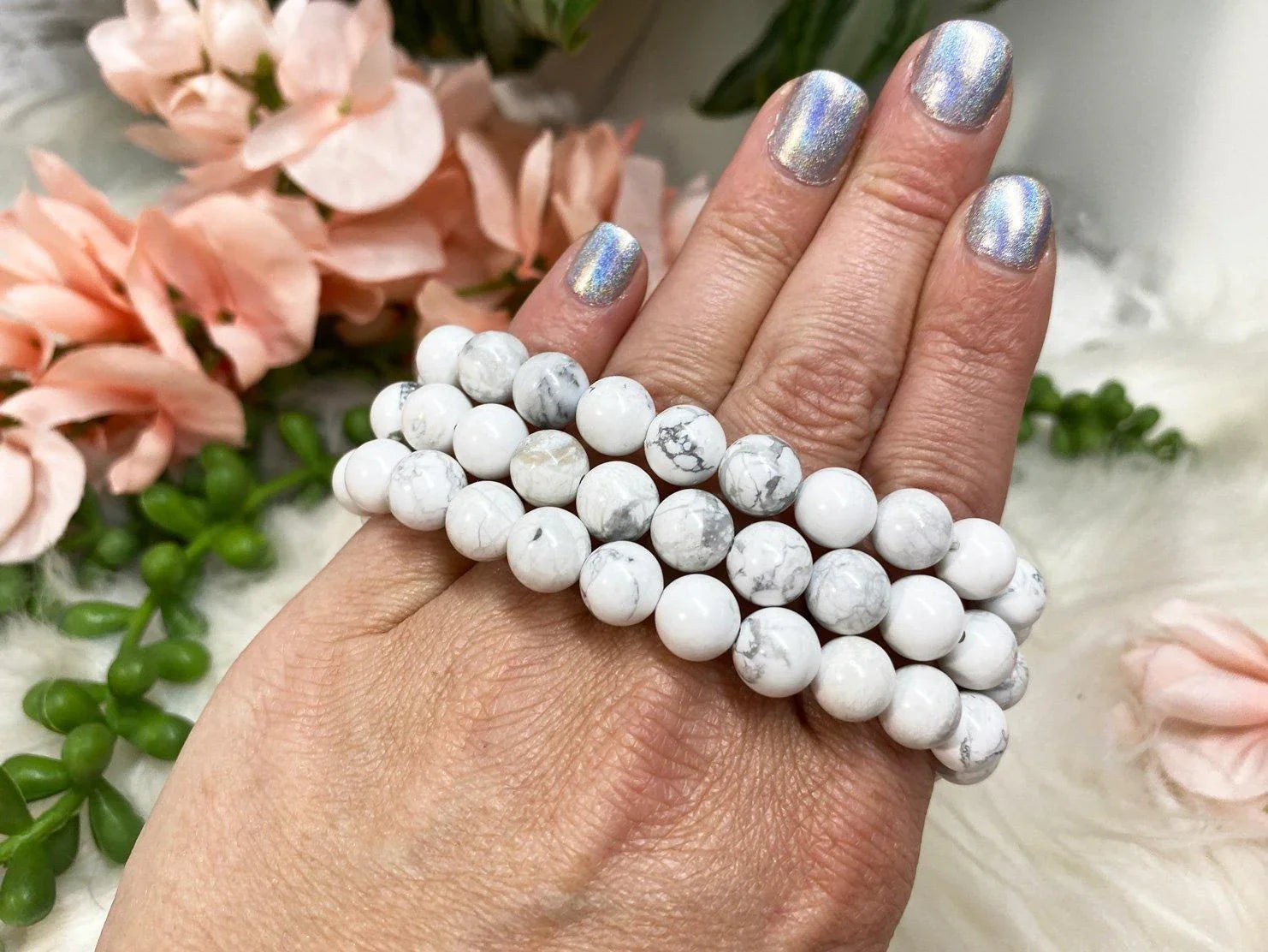 Natural white howlite bracelets