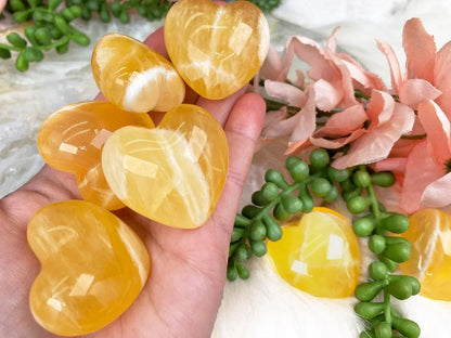 Orange-Calcite-Hearts