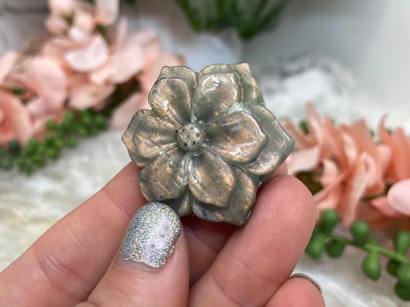    Orange-Flash-Madagascar-Labradoriite-Crystal-Flower-Carving