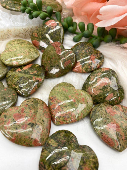 Orange-Green-Unakite-Jasper-Crystal-Heart-from-Peru