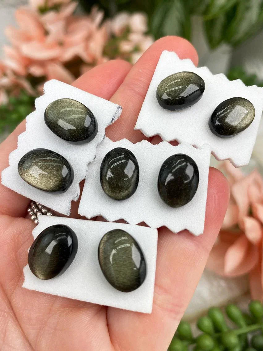 Oval-Gold-Obsidian-Earrings