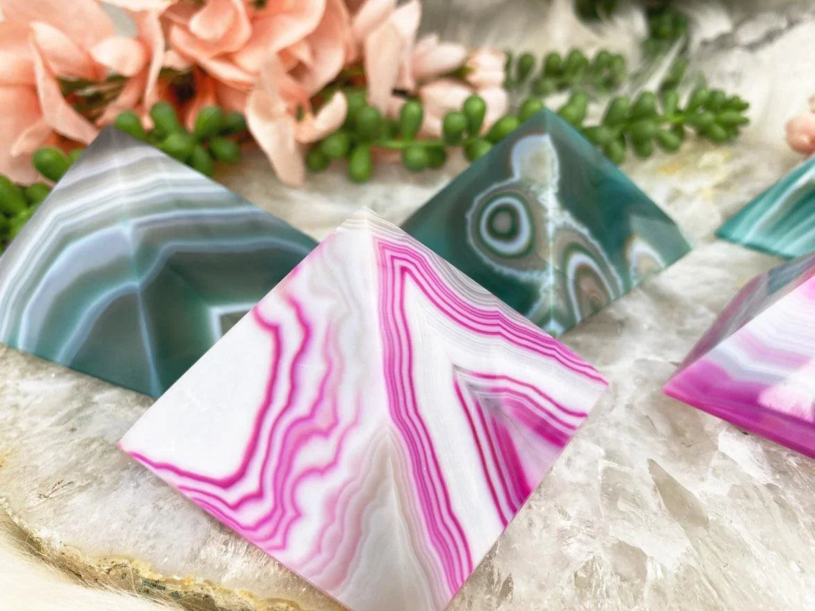    Pink-Green-Agate-Pyramids
