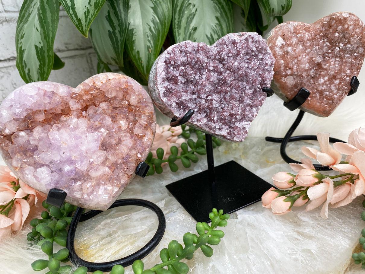 Pink-Uruguay-Amethyst-Hearts-on-Stands