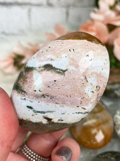 Pink-White-OCean-Jasper-Palm-Stone