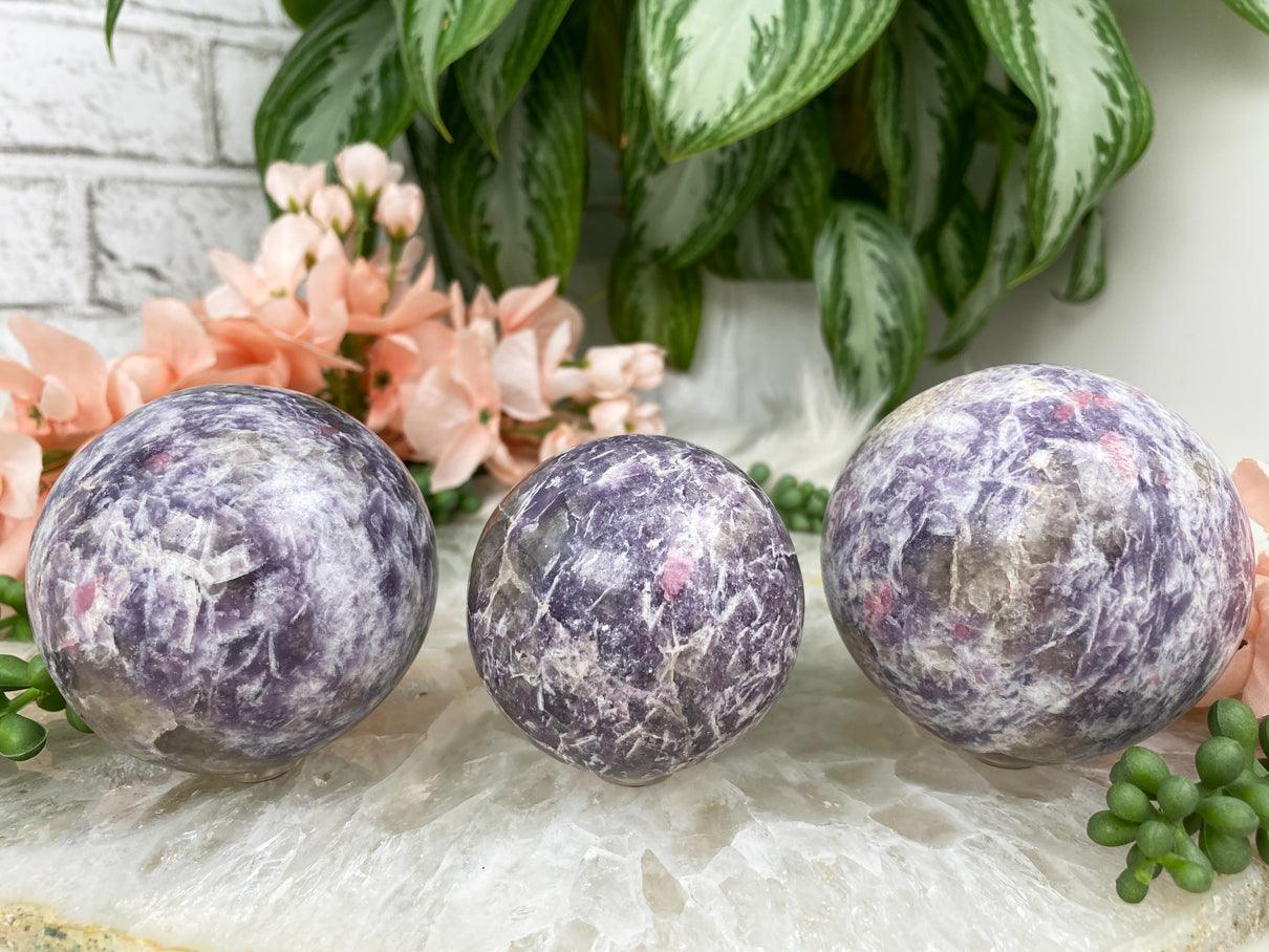 Pink-in-Lepidolite-Spheres