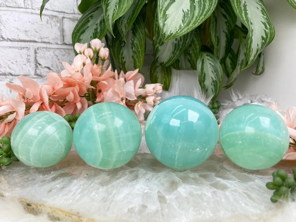 Pistachio-Calcite-Spheres-for-Sale