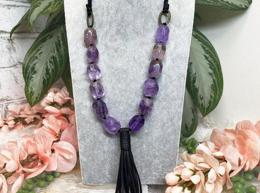 Purple-Amethyst-Faceted-Bead-Black-Vegan-Leather-Tassel-Braided-Crystal-Necklace