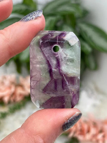 Purple-Green-Fluorite-Regtangle-Pendant