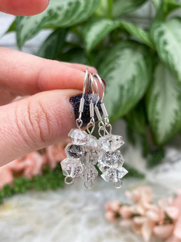 Quartz-Diamond-Sterling-Silver-Earrings