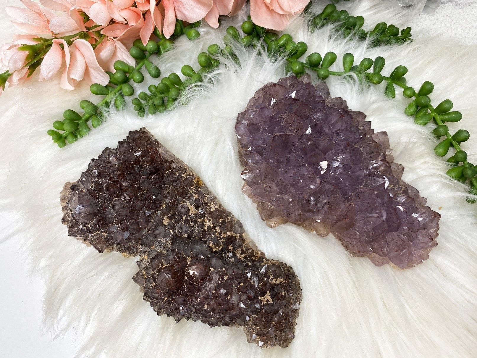 Unique Auralite 23 crystal clusters from Northern Canada. These pieces are beautiful and quite powerful in crystal world. They are mostly made up of amethyst, citrine, and green quartz, but are also mixed with a wide variety of other minerals.