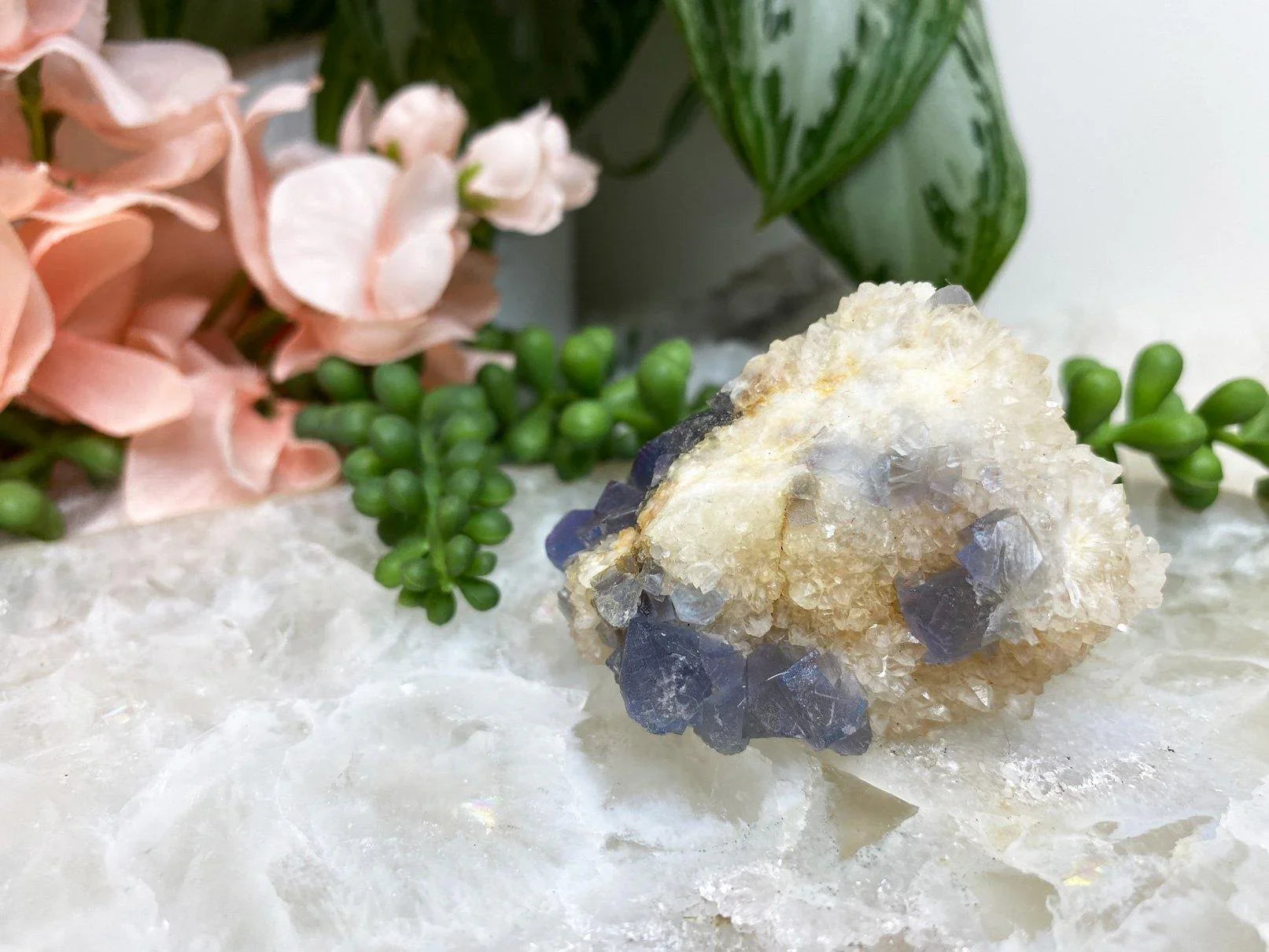 Raw-Blue-Bingham-Fluorite-with-Iron-Quartz-Crystal-Cluster
