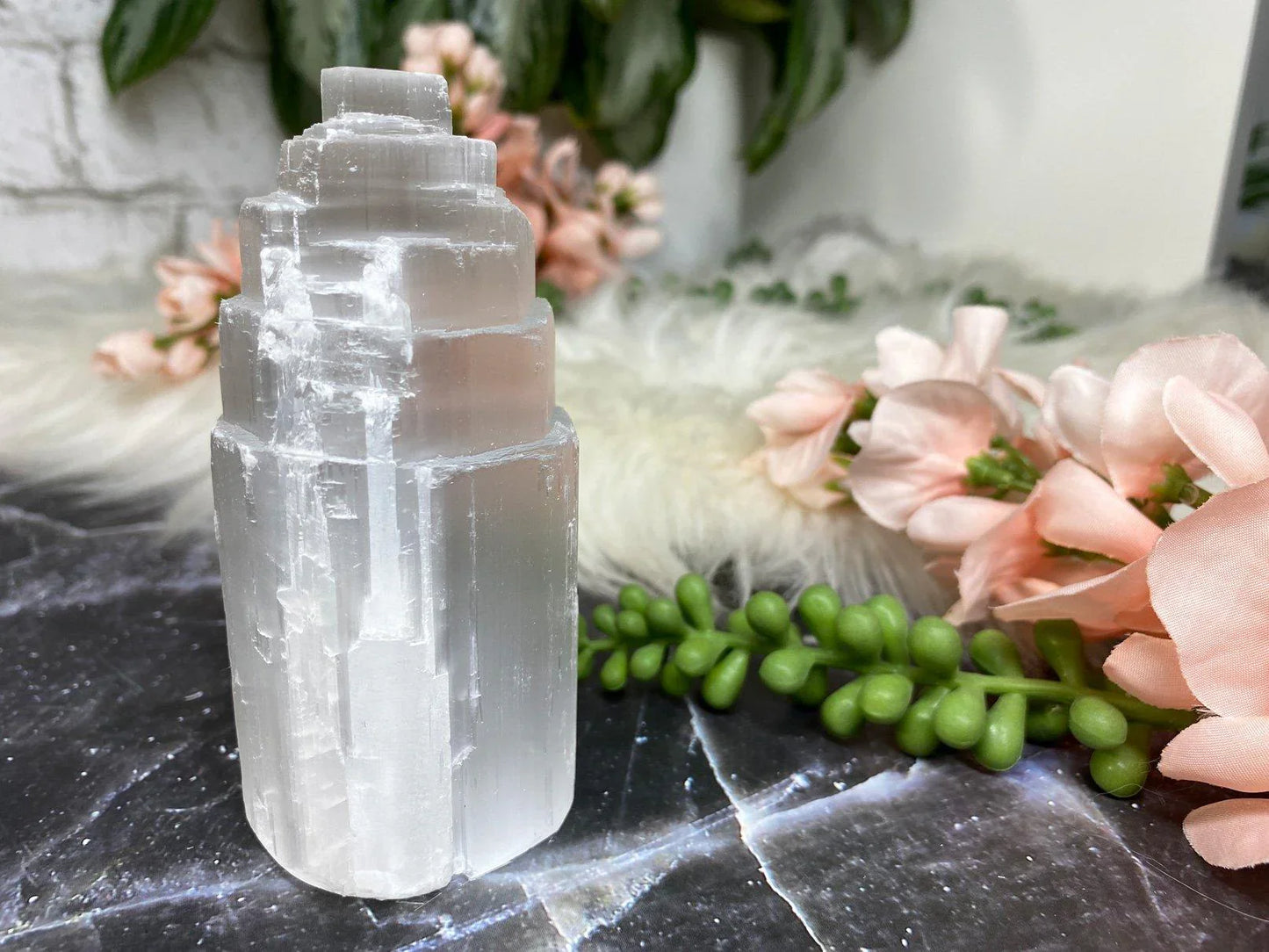 Raw selenite stone crystal point