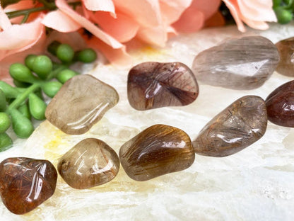 Tumbled Brown Red Rutile Quartz
