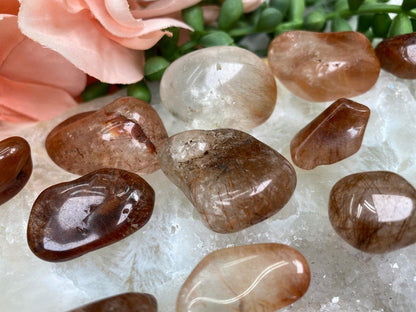 Tumbled Red Rutile in Quartz
