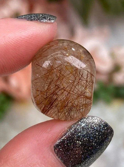 Tumbled Red Rutile in Quartz