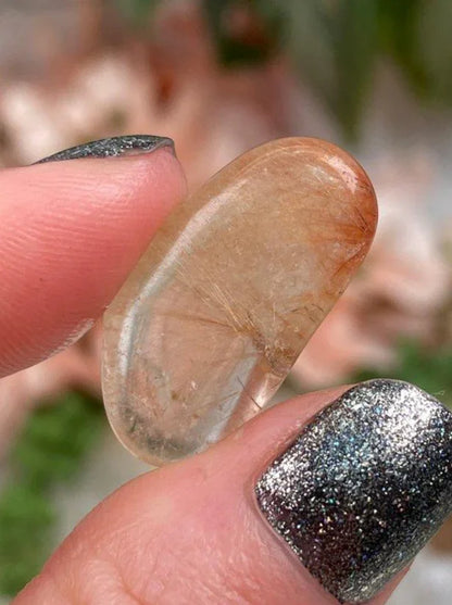 Tumbled Red Rutile in Quartz