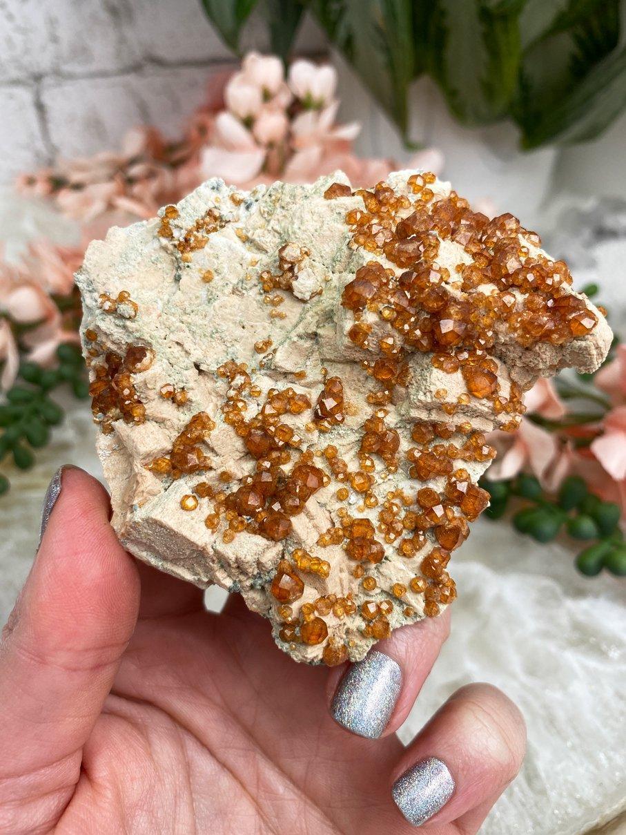 Spessartine-Orange-Garnet-Crystal-Cluster-for-sale