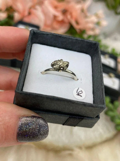 Sterling-Silver-Raw-Pyrite-Crystal-Ring-Size-6