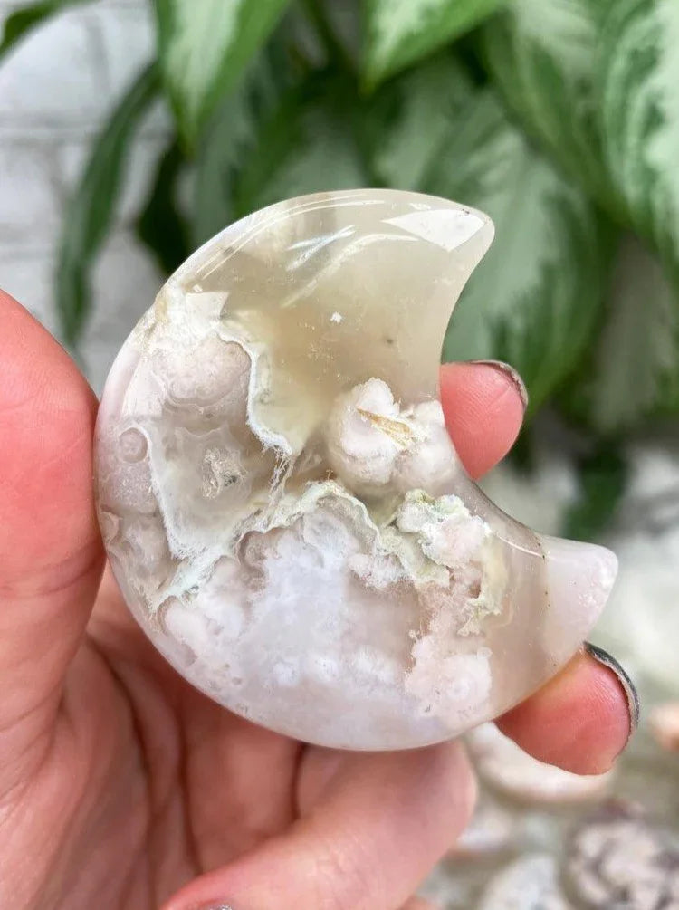 Tan-Pink-Flower-Agate-Moon