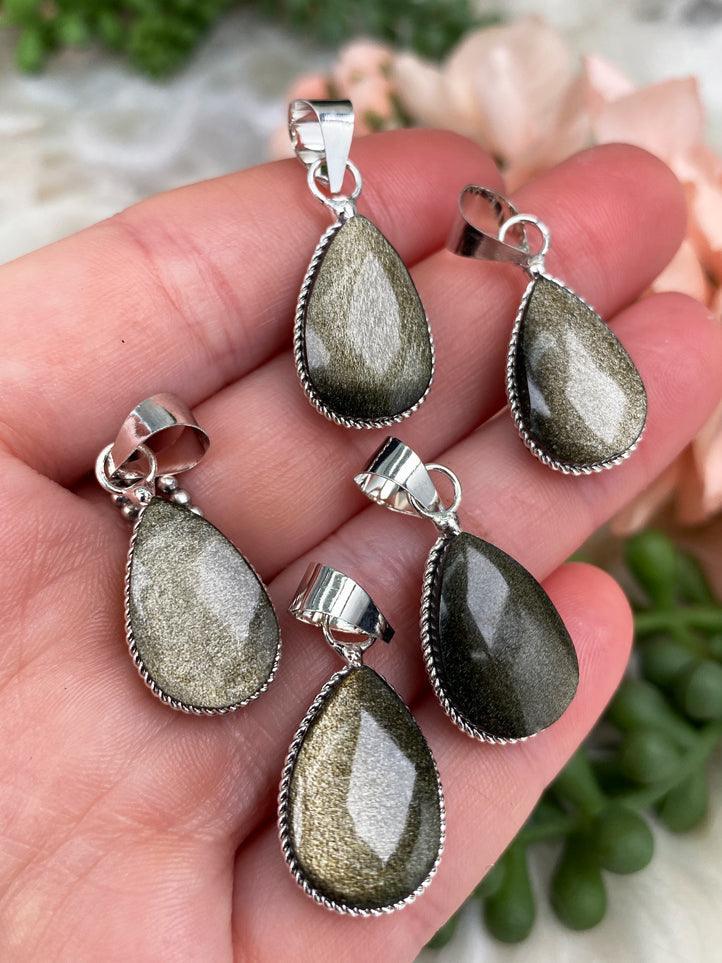 Tear-Drop-Gold-Obsidian-Pendant