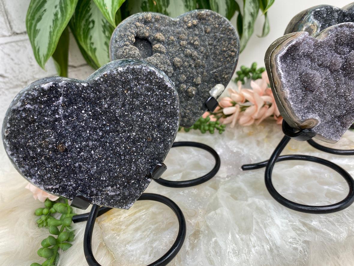 Uruguay-Black-Amethyst-Hearts