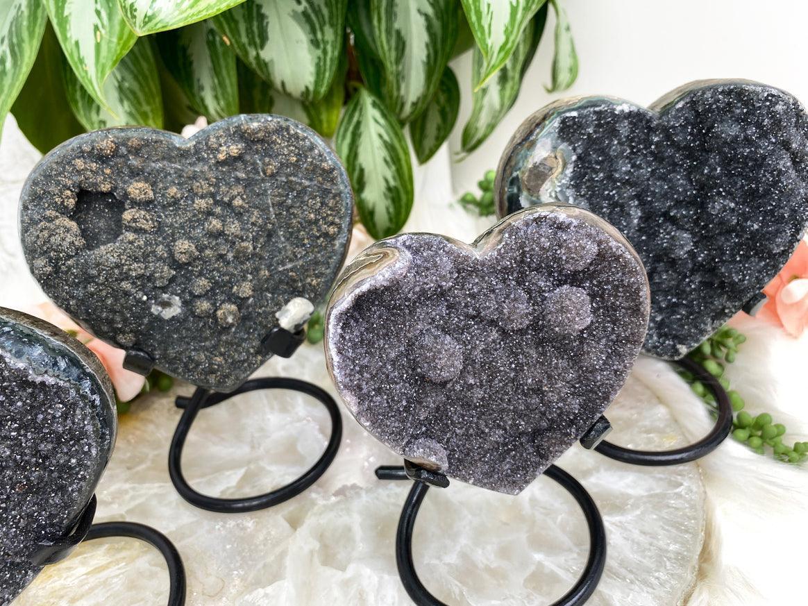 Uruguayan-Black-Amethyst-Hearts