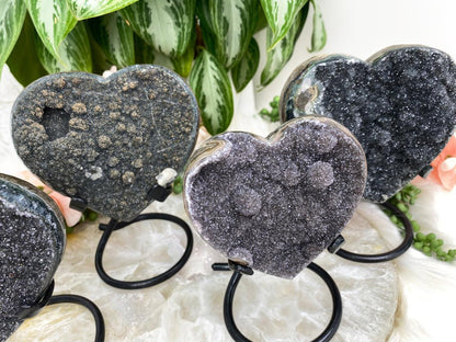 Uruguayan-Black-Amethyst-Hearts