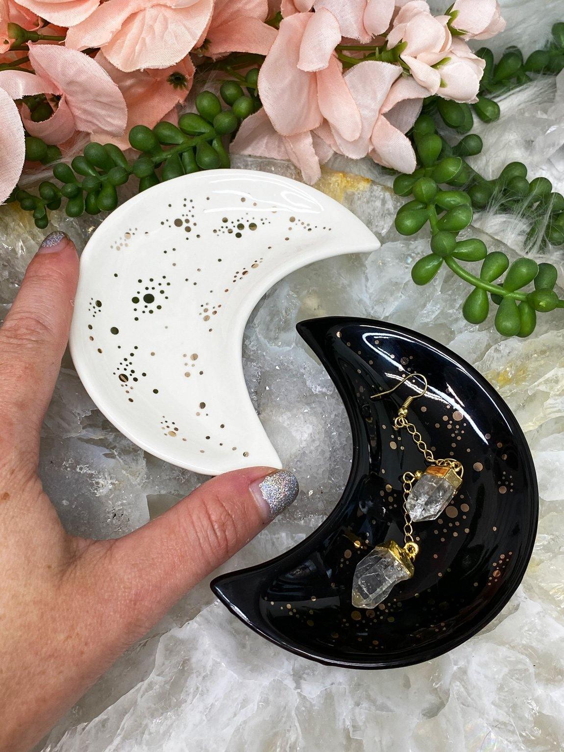 Black-White-Gold-Dot-Crescent-Moon-Jewelry-Dish