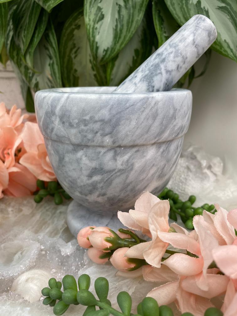 White-Gray-Marble-Mortar-Pestle-Set-for-Sale