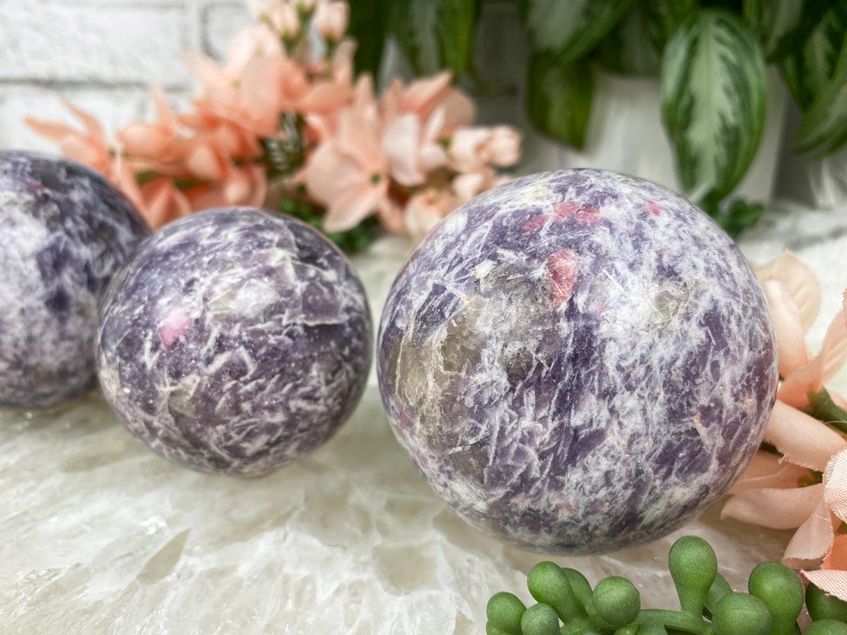 White-Purple-Lepdiolite-Spheres