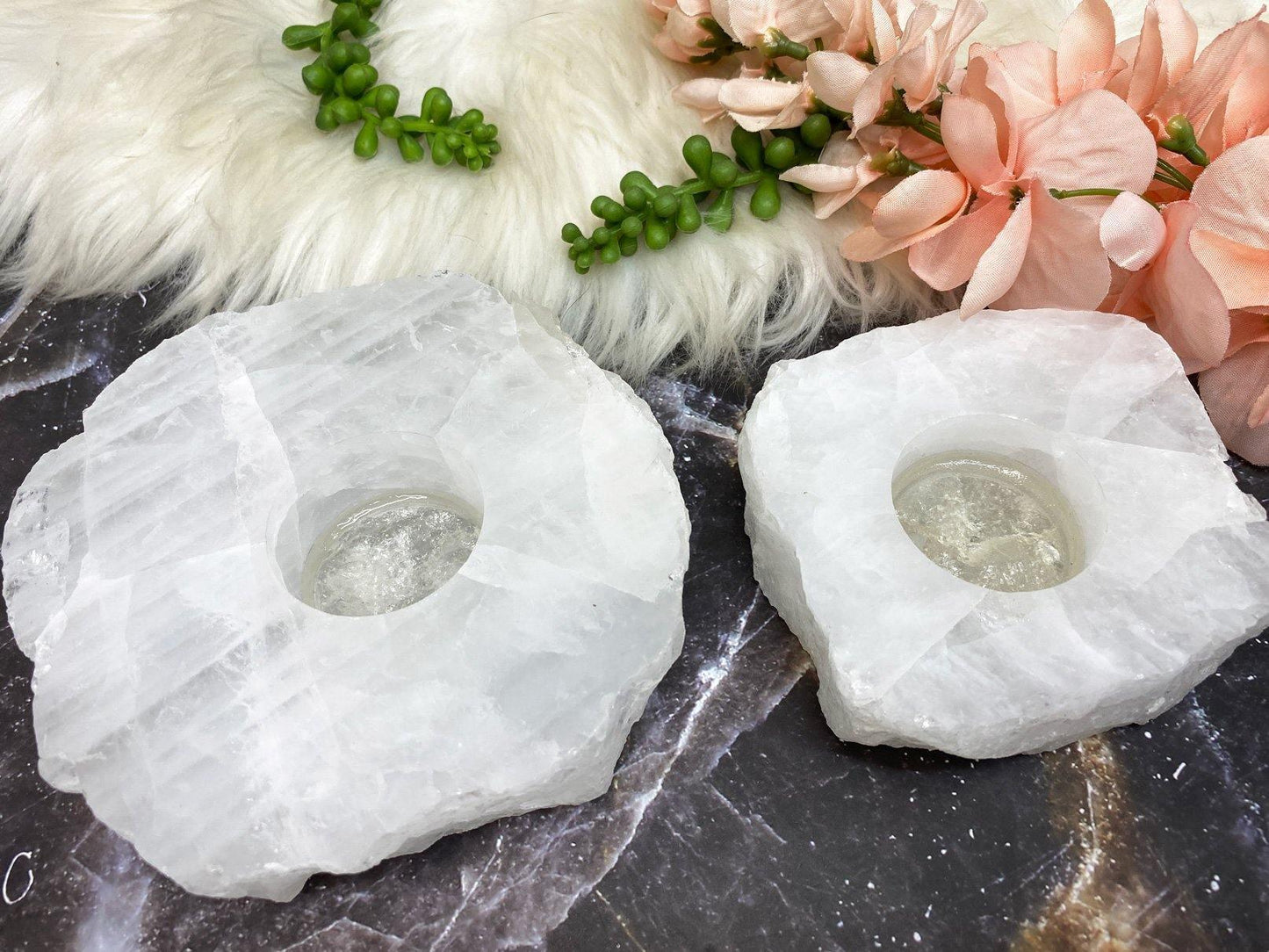 white quartz crystal candle holder for home decor