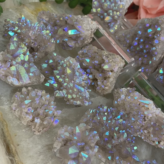 Blue-Purple-Angel-Aura-Quartz-Clusters