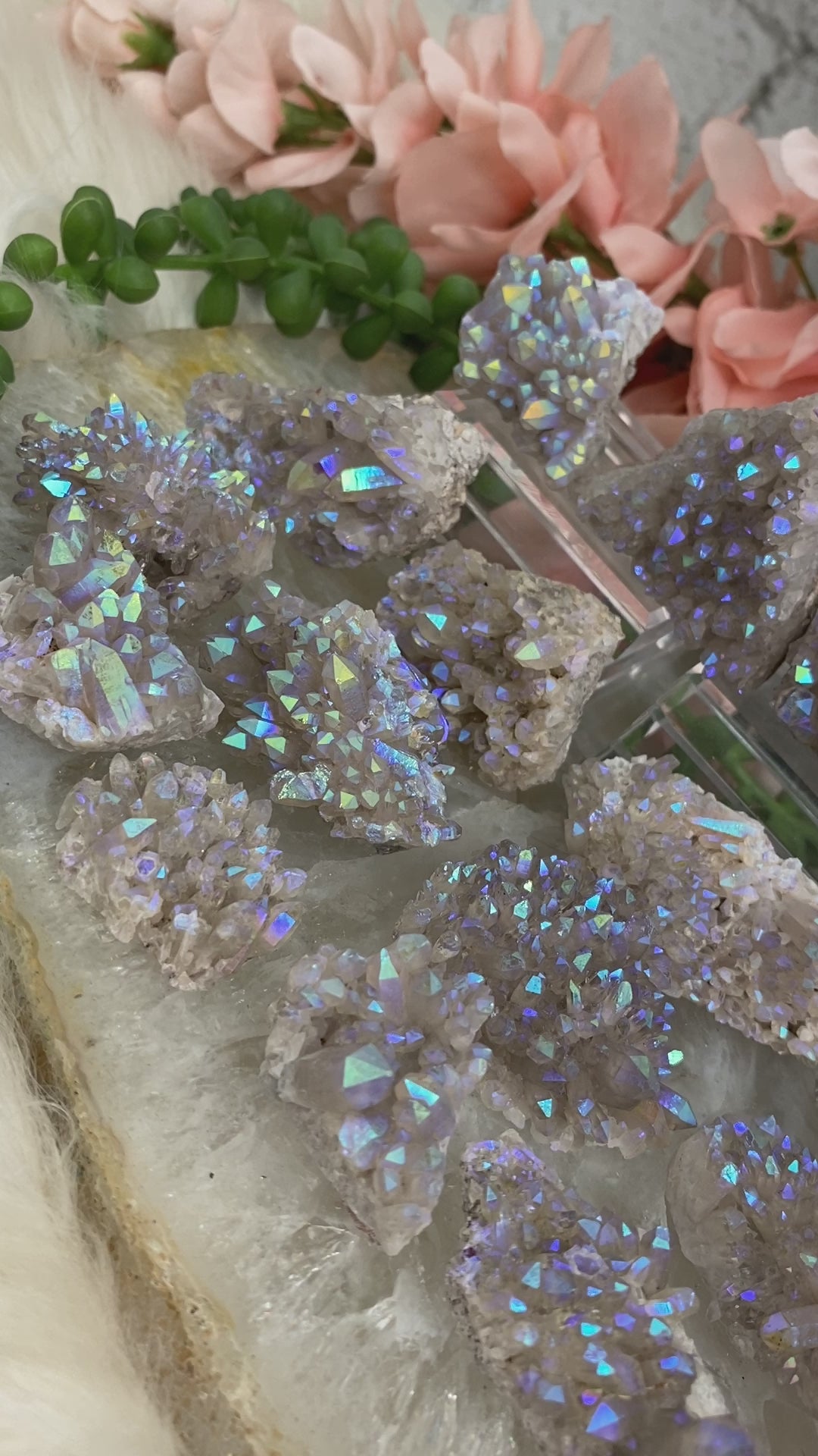 Blue-Purple-Angel-Aura-Quartz-Clusters