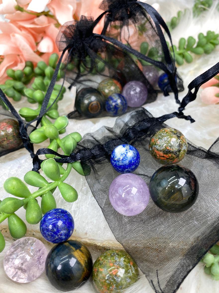 amethyst-blue-tiger-eye-unakite-jasper-spheres
