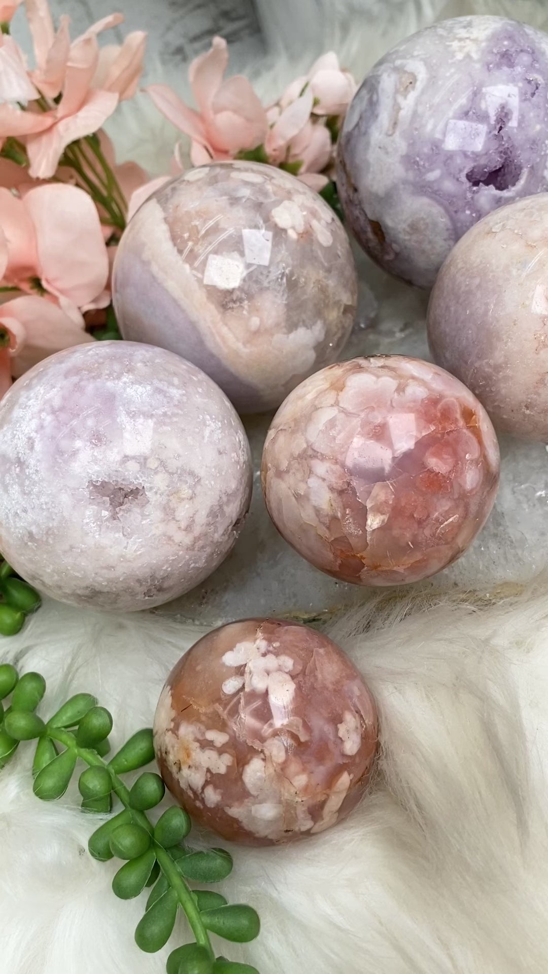 purple-pink-flower-agate-spheres