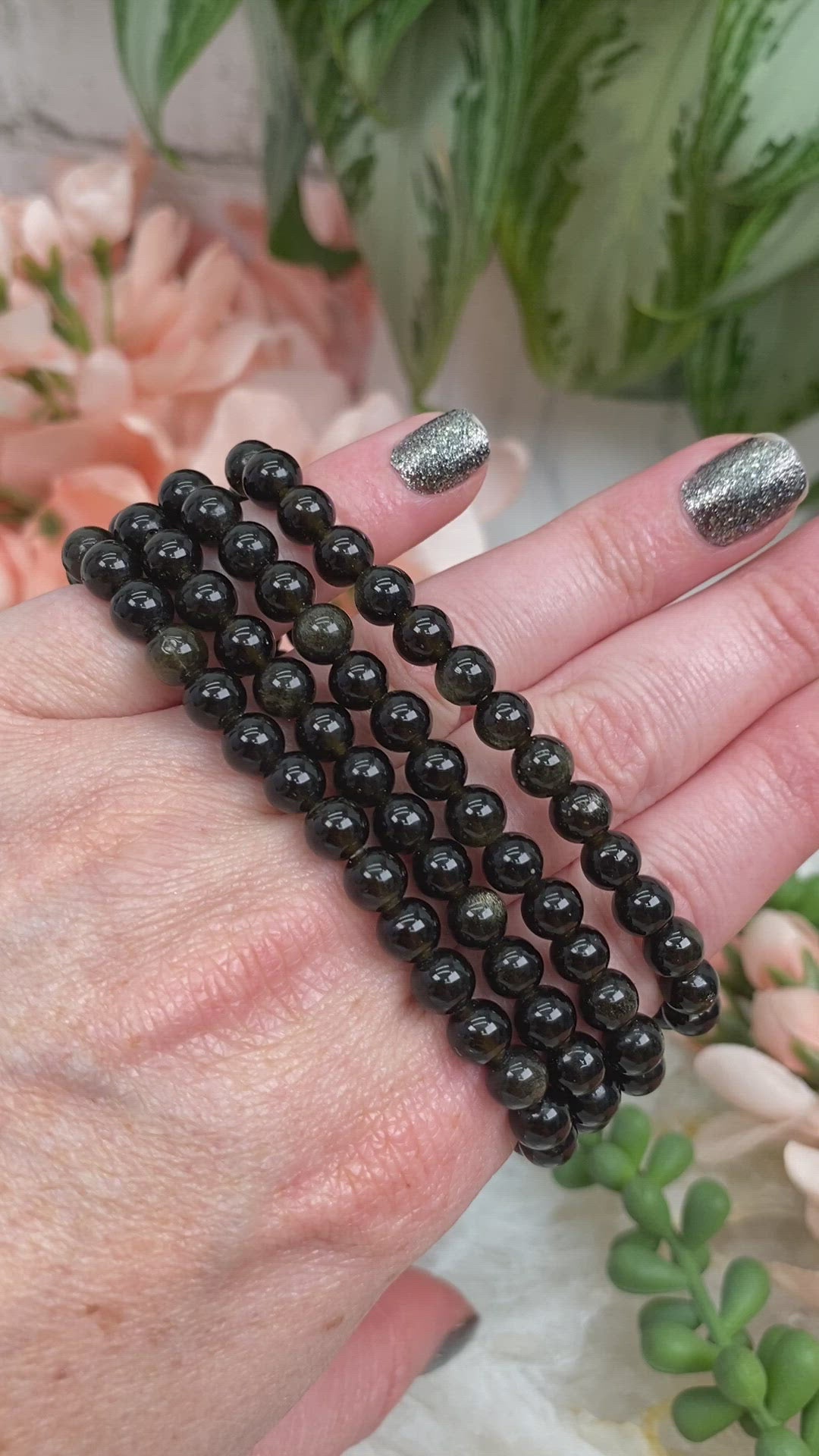 Gold-Sheen-Obsidian-Bracelet-6mm-Beads for sale