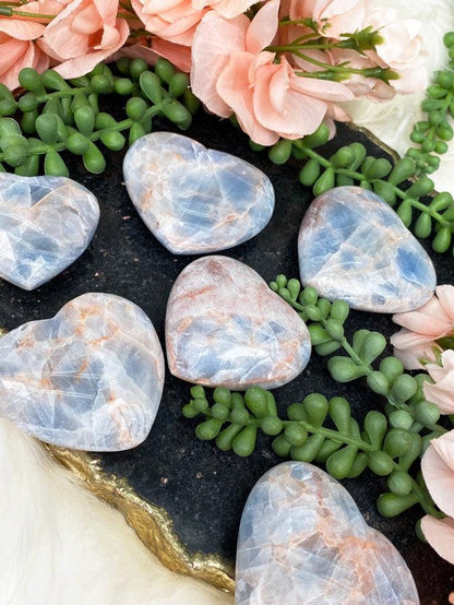 Blue Calcite Hearts