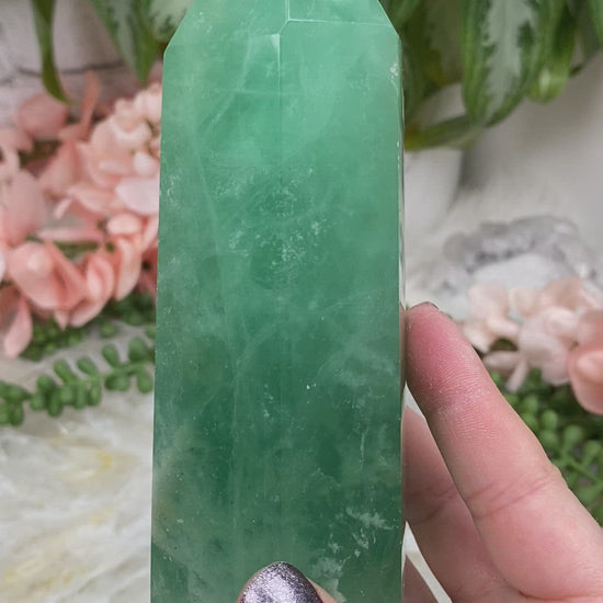 UV-Reactive-Bright-Green-Fluorite-Points-from-Madagascar-video
