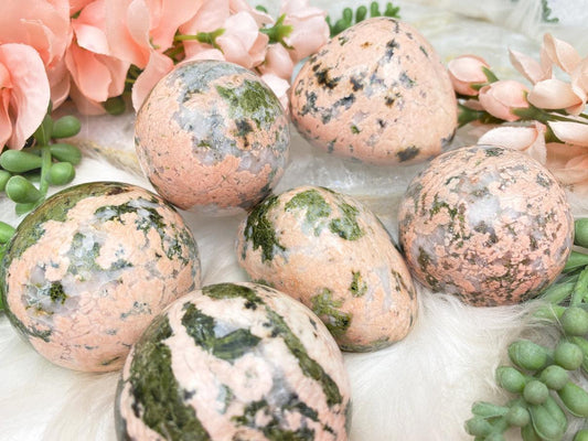 green-pink-unakite-jasper-spheres