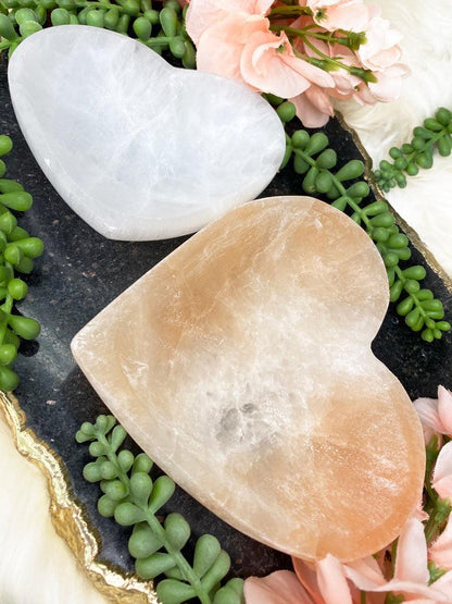 Selenite Heart Bowls