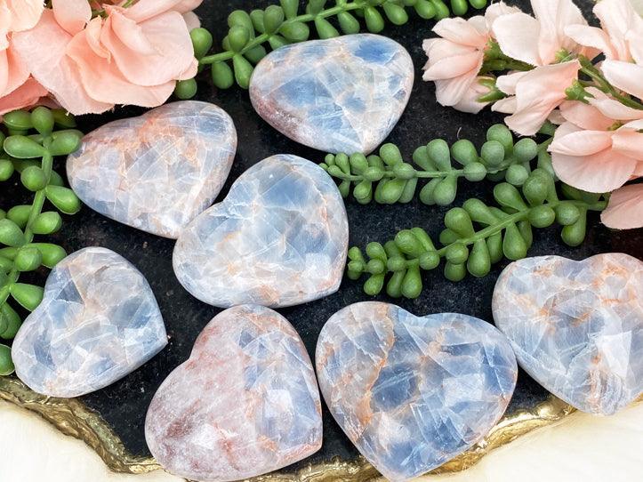 Blue Calcite Hearts