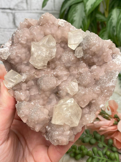 large-old-stock-pink-datolite-twin-calcite-cluster