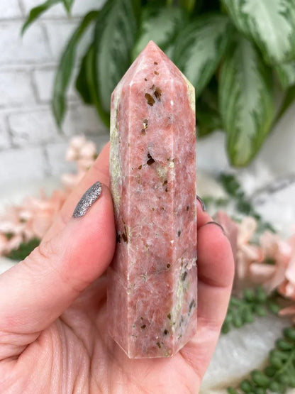 pink-calcite-serpentine-crystal-point