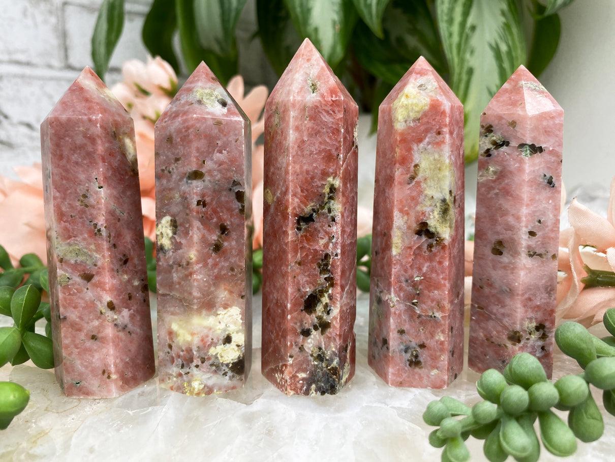 pink-calcite-serpentine-points