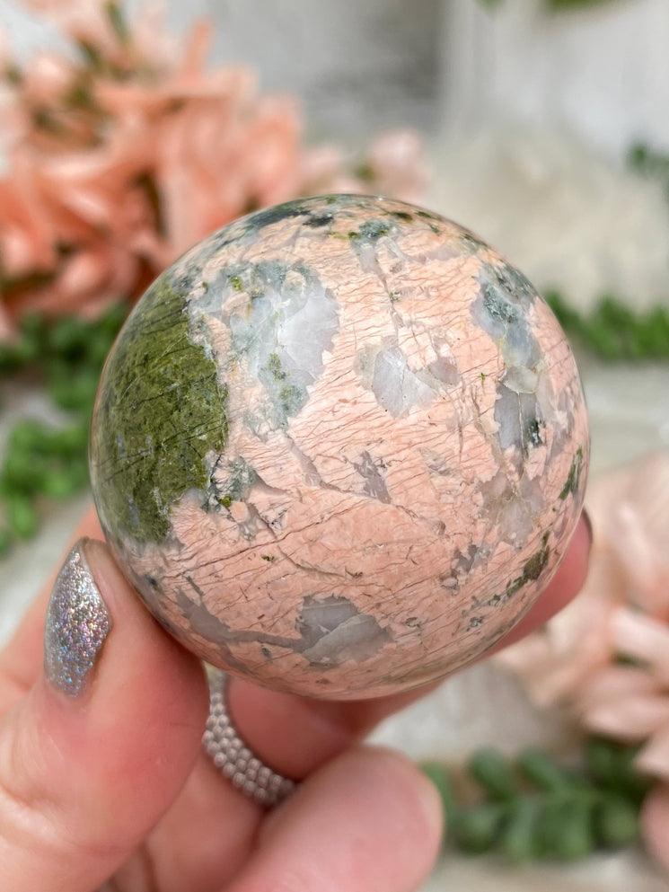 pink-unakite-jasper-sphere-epidote